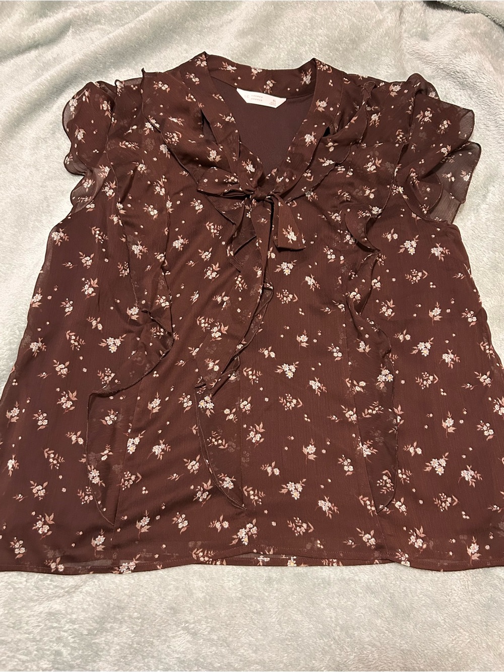 LC Lauren Conrad Sleeveless V-Neck Blouse Brown Floral NWT